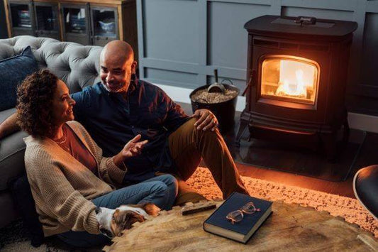 A couple enjoys their Shadowlight fireplace