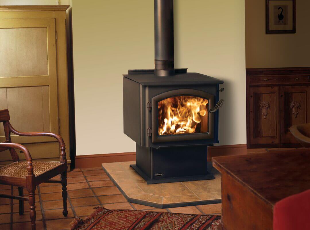 Fire stove featured in a room