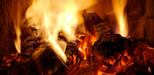 Close-up of burning firewood