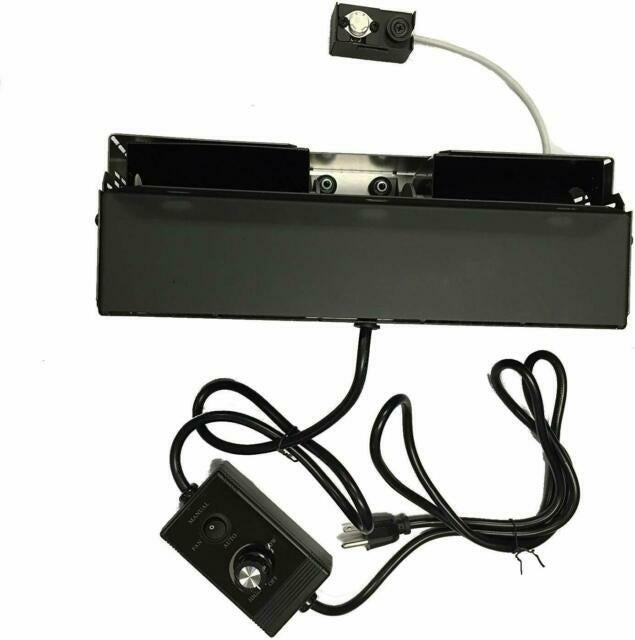 Picture of a fan assembly for a stove with control knob and electric plug