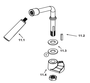 Technical diagram of stove handle assembly